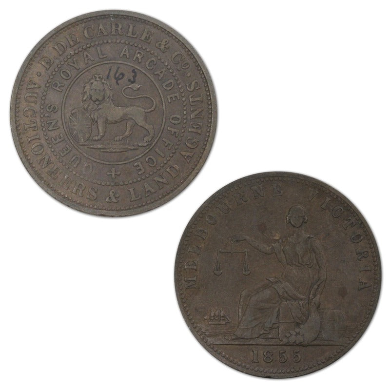 Australia 1855 E. De Carle & Co. Penny Token A.103