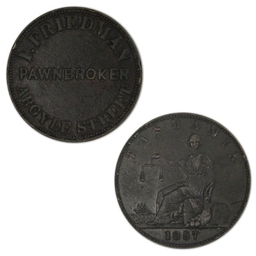 Australia 1857 I. Friedman Penny Token A.134