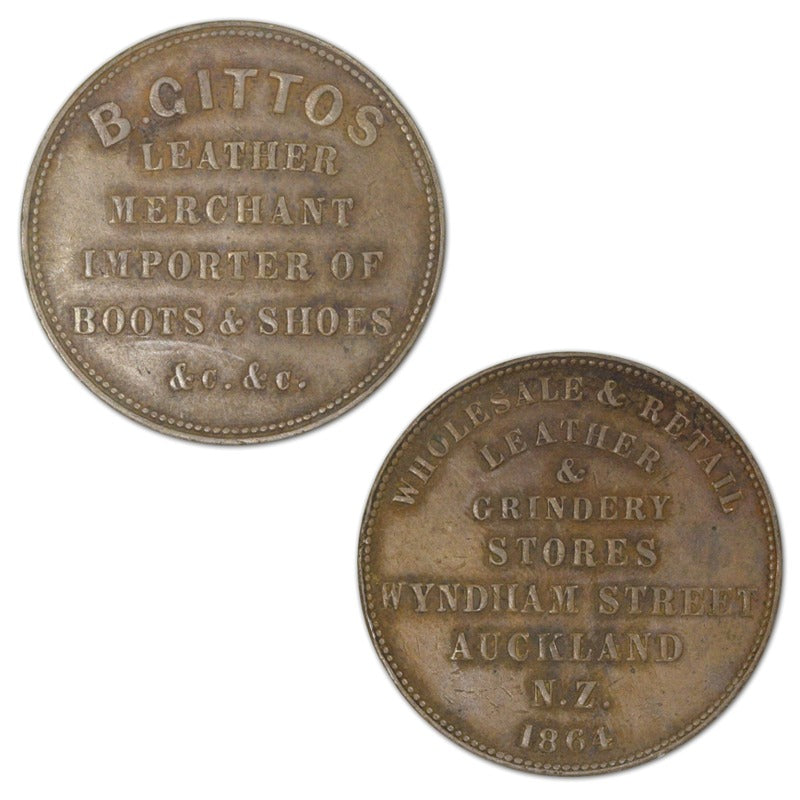 New Zealand 1864 B. Gittos Penny Token A.149