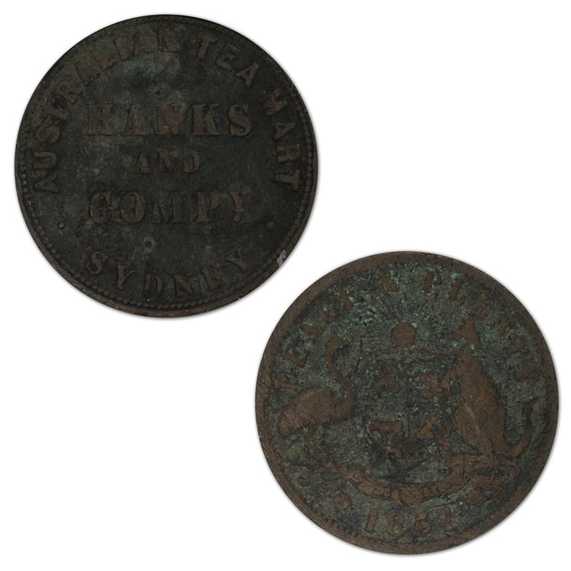 Australia 1857 Hanks & Company Penny Token A.184