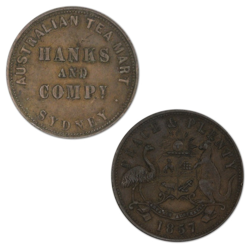 Australia 1857 Hanks & Company Penny Token A.184