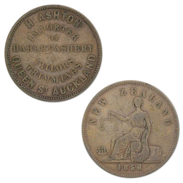 New Zealand 1858 H.Ashton Halfpenny Token A.19