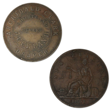 New Zealand 1857 Archibald Clark Penny Token A.64