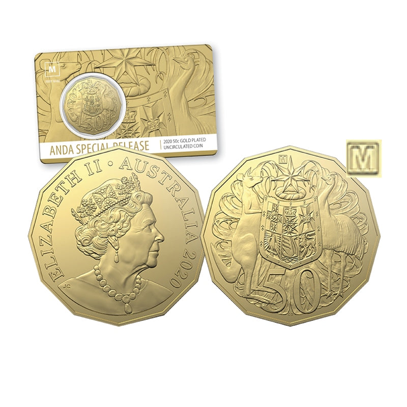 50c 2020 Gold Plated 'M' Privy UNC - ANDA Melbourne