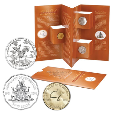 20c  50c & $1 2001 Centenary of Federation NT UNC Trio