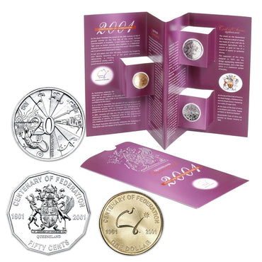 20c  50c & $1 2001 Centenary of Federation QLD UNC Trio