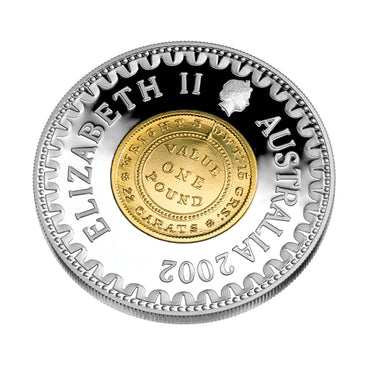 $10 2002 Adelaide Pound 150th Ann. Gold Plated Silver Proof