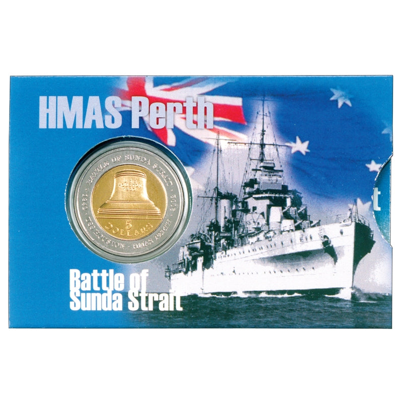 $5 2002 K601 Sunda Strait Battle HMAS Perth Al-Bronze UNC