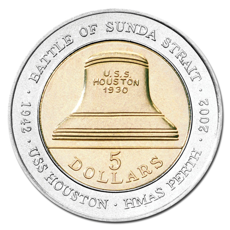 $5 2002 K601 Sunda Strait Battle USA Houston Al-Bronze UNC