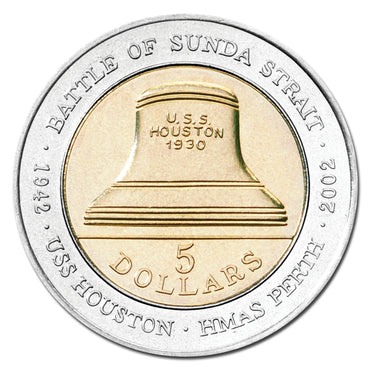 $5 2002 K601 Sunda Strait Battle USA Houston Al-Bronze UNC