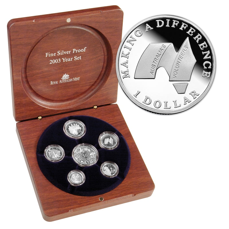 2003 Fine Silver Proof Set Volunteers Wynyard Coin Centre