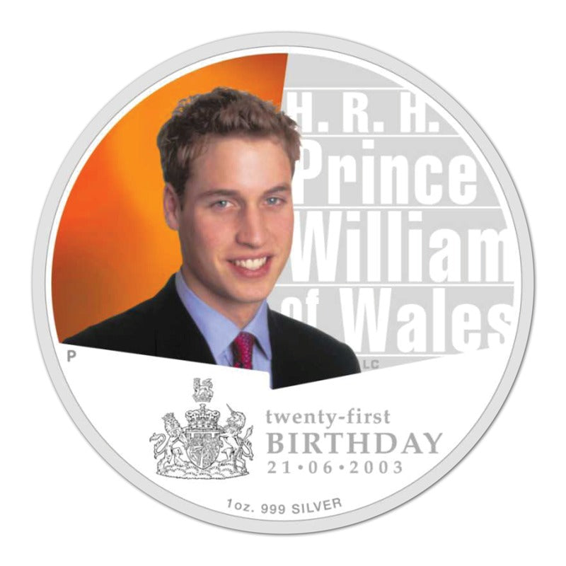 2003 Prince William 21st 1oz Silver Coin