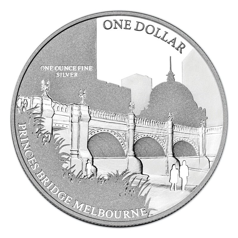 $1 2011 Capital Bridges - Princes Bridge 1oz 99.9% Silver UNC
