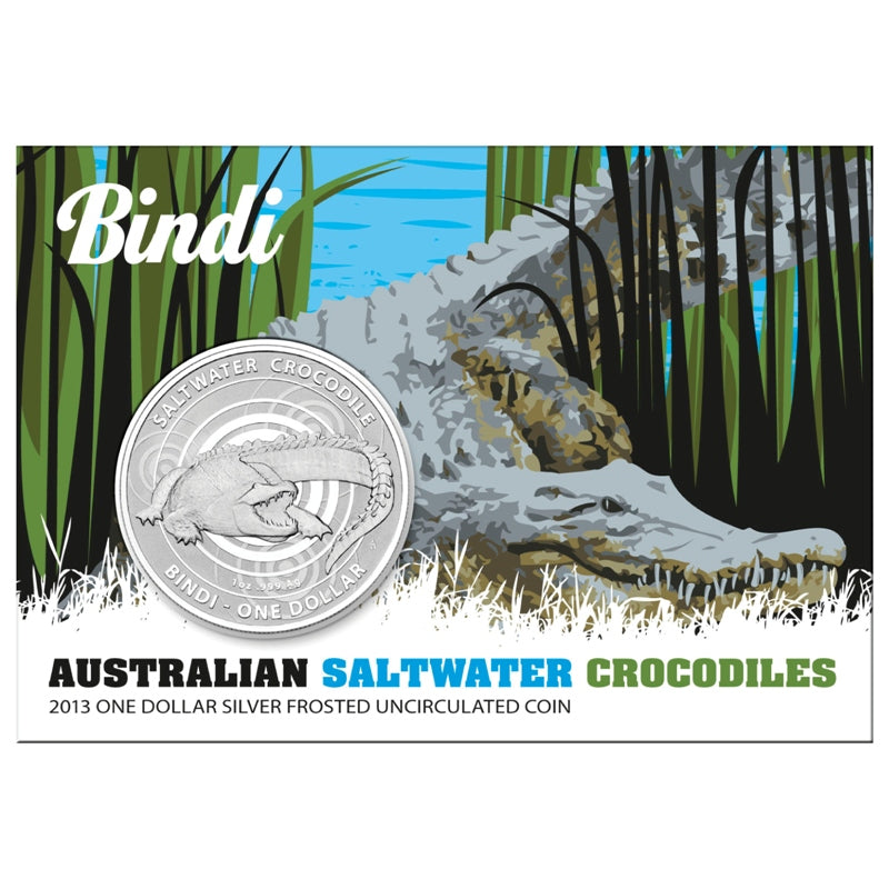 $1 2013 Saltwater Crocodile - Bindi 1oz 99.9% Silver UNC