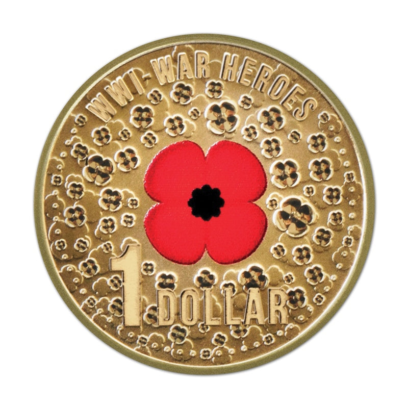 $1 2015 ANZACS Remembered 15 Coin Set inc. War Heroes Red Poppy $1