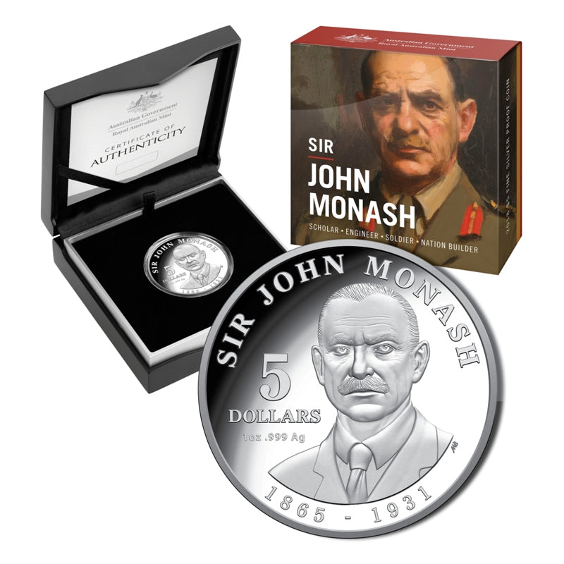 $5 2018 Sir John Monash Silver Proof | $5 2018 Sir John Monash Silver Proof REVERSE | $5 2018 Sir John Monash Silver Proof OBVERSE