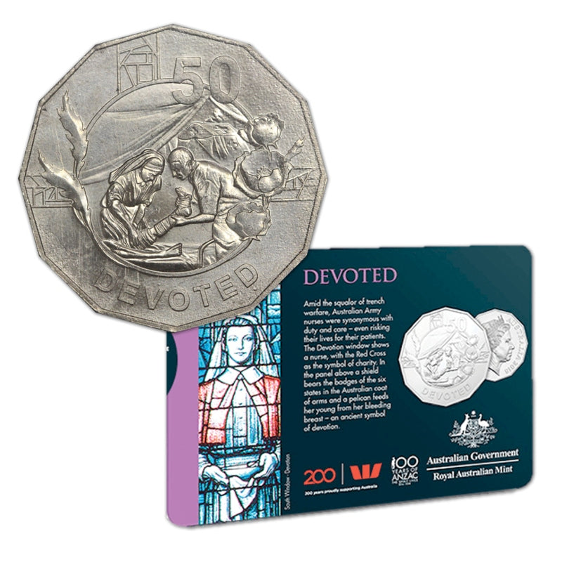 50c 2018 ANZAC Spirit - Devoted UNC - Wynyard Coin Centre – M.R.