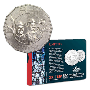 50c 2018 ANZAC Spirit - United UNC | 50c 2018 ANZAC Spirit - United UNC REVERSE