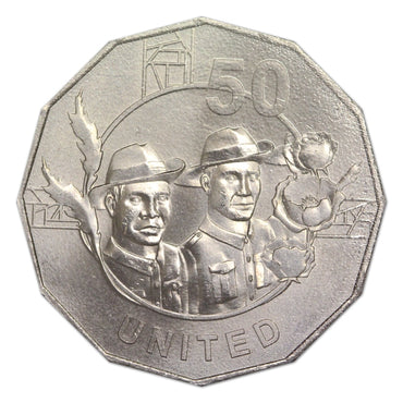50c 2018 ANZAC Spirit - United UNC