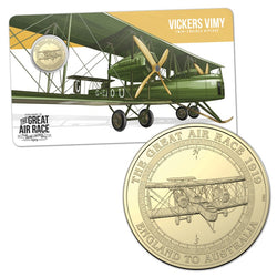 $1 2019 The Great Air Race - Vickers Vimy | $1 2019 The Great Air Race - Vickers Vimy REVERSE | $1 2019 The Great Air Race - Vickers Vimy OBVERSE
