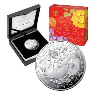 $5 2019 Year of the Pig 1oz Silver Proof