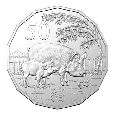 50c 2019 Year of the Pig Red Card UNC