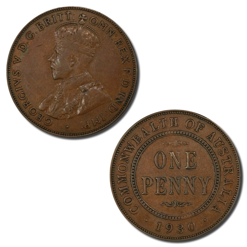 Australia 1930 Penny nVF/VF | Australia 1930 Penny nVF/VF OBVERSE | Australia 1930 Penny nVF/VF REVERSE