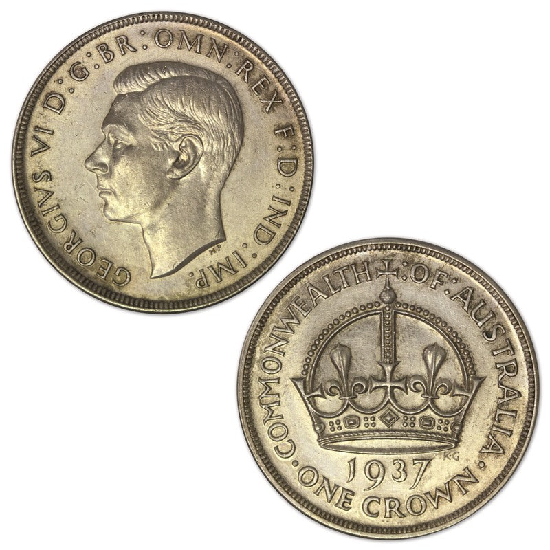 Australia 1937 Crown EF | Australia 1937 Crown EF obverse | Australia 1937 Crown EF reverse