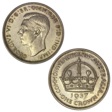 Australia 1937 Crown EF | Australia 1937 Crown EF obverse | Australia 1937 Crown EF reverse