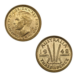 Australia 1948 Threepence Lustrous UNC