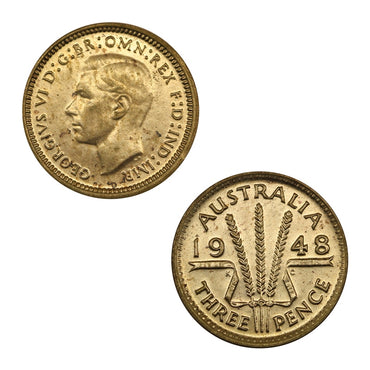 Australia 1948 Threepence Lustrous UNC