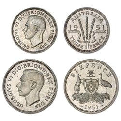 1951 PL Threepence & Sixpence Proof Pair | 1951 PL Threepence & Sixpence Proof Pair | 1951 PL Threepence & Sixpence Proof Pair | 1951 PL Threepence & Sixpence Proof Pair | 1951 PL Threepence & Sixpence Proof Pair