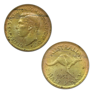 Australia 1951 Y. Halfpenny Lustrous Gem UNC