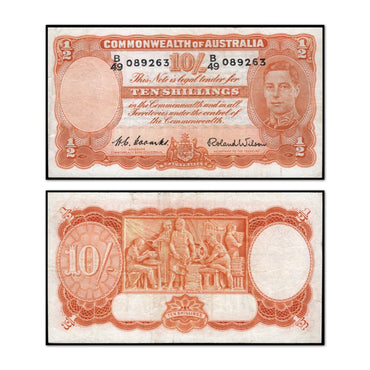 (1952) Ten Shillings Coombs/Wilson R.15l Final Prefix FINE+