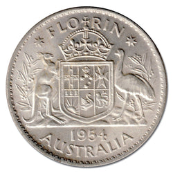 Australia 1954 Coat of Arms Silver Florin