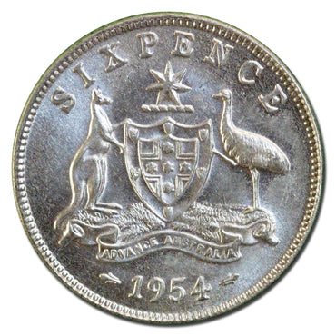 Australia 1954 Sixpence Lustrous UNC