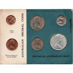 1966 Mint Set - 6 Coin Blue Card 1c-50c