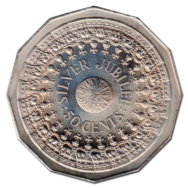 50c 1977 Silver Jubilee UNC - reverse