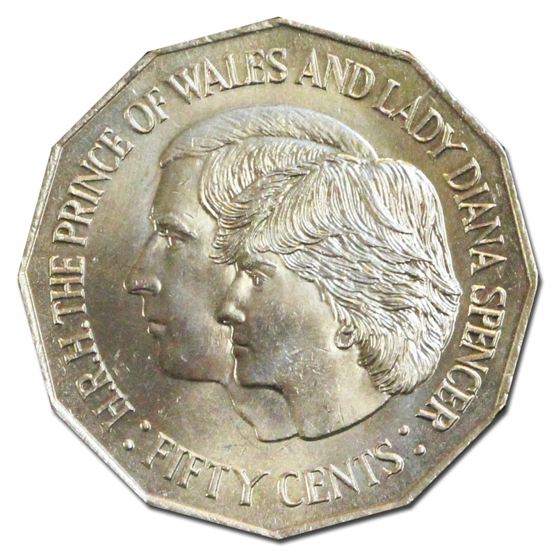 50c 1981 Royal Wedding - Diana & Charles UNC - reverse