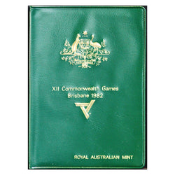 1982 Mint Set XII Commonwealth Games Brisbane Green Wallet | 1982 Mint Set XII Commonwealth Games coins in Green Wallet | 1982 Mint Set XII Commonwealth Games Brisbane - 50c