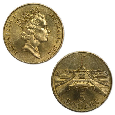 $5 1988 Parliament House Al-Bronze Commemorative UNC - AGC Case