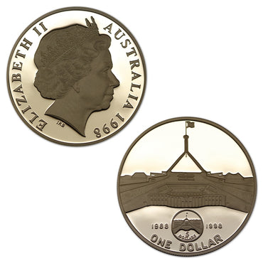 $1 Subscription 1998 New Parliament Silver Proof | $1 Subscription 1998 New Parliament Silver Proof reverse