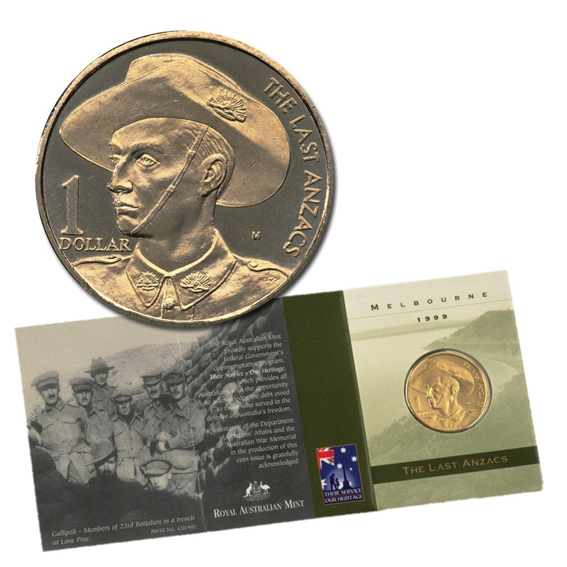 $1 1999 Last ANZACS M Al/Bronze UNC | $1 1999 Last ANZACS M Al/Bronze UNC reverse
