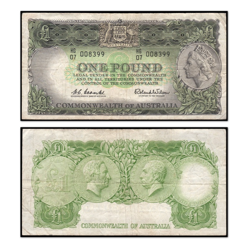 (1961) One Pound Coombs/Wilson Dark Green R.34a FINE