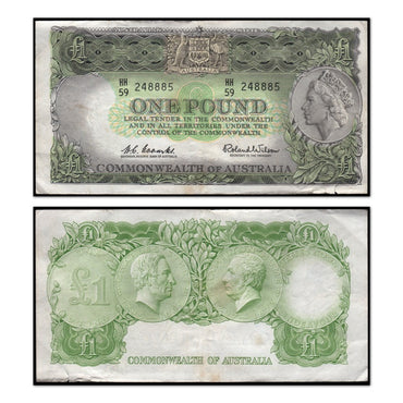 (1961) One Pound Coombs/Wilson Dark Green R.34a nVF