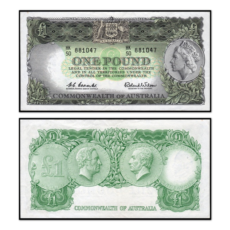 (1961) One Pound Coombs/Wilson Emerald Green R.34b EF+