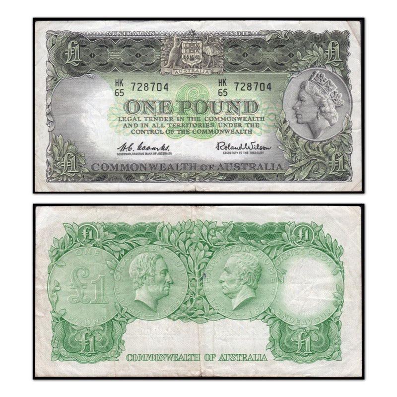 (1961) One Pound Coombs/Wilson Emerald Green R.34c Last Prefix VF