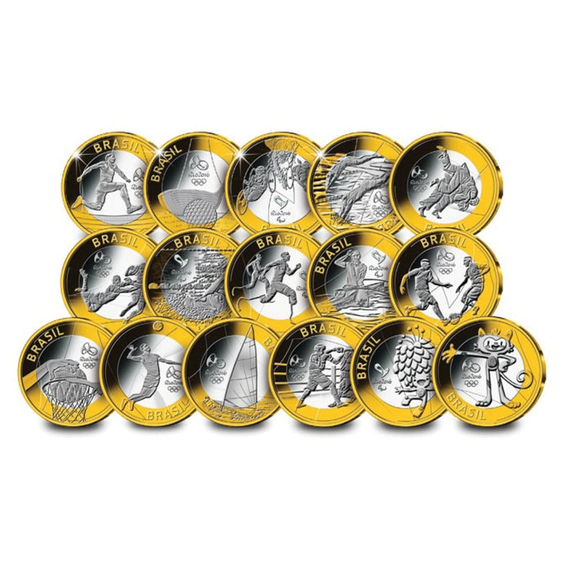 Brazil 2016 Rio Olympics Set of 16 Coins in Folder – M.R.Roberts 