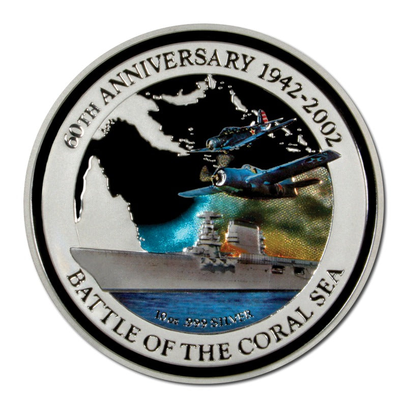 Cook Islands 2002 Battle of the Coral Sea 10oz Silver Proof