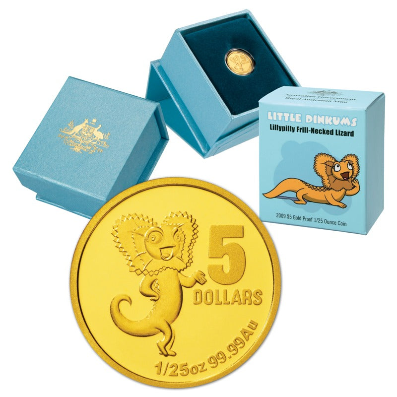 $5 2009 Little Dinkums Frill-Necked Lizard Gold Proof